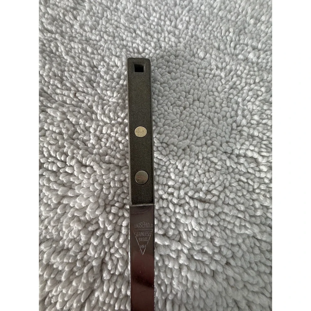 Vintage Household Stainless Steel Serving Spoon USA Brown‎ Riveted Handle 11.5